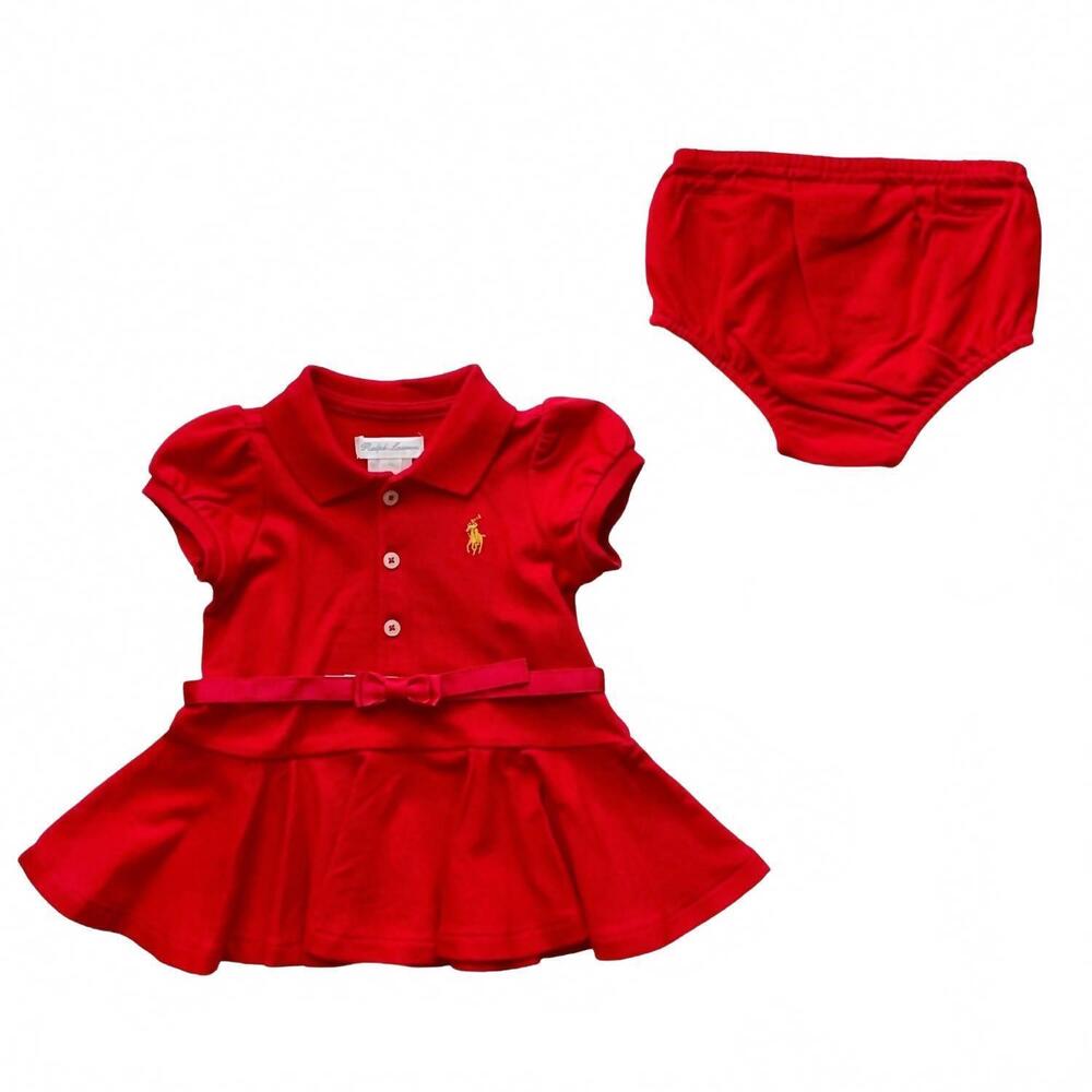NEW RALPH LAUREN girl's mesh polo dress in red
